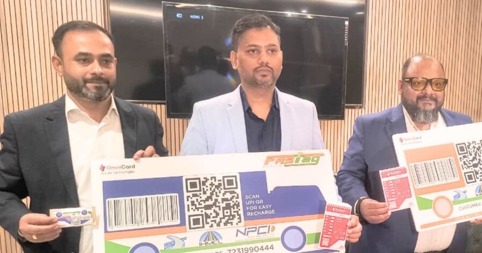 OmniCard team launching the UPI AutoPay FASTag, as pictured by News18
