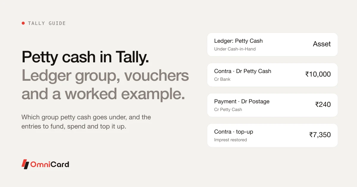Petty Cash Entry in Tally: Ledger Group and Journal Entries